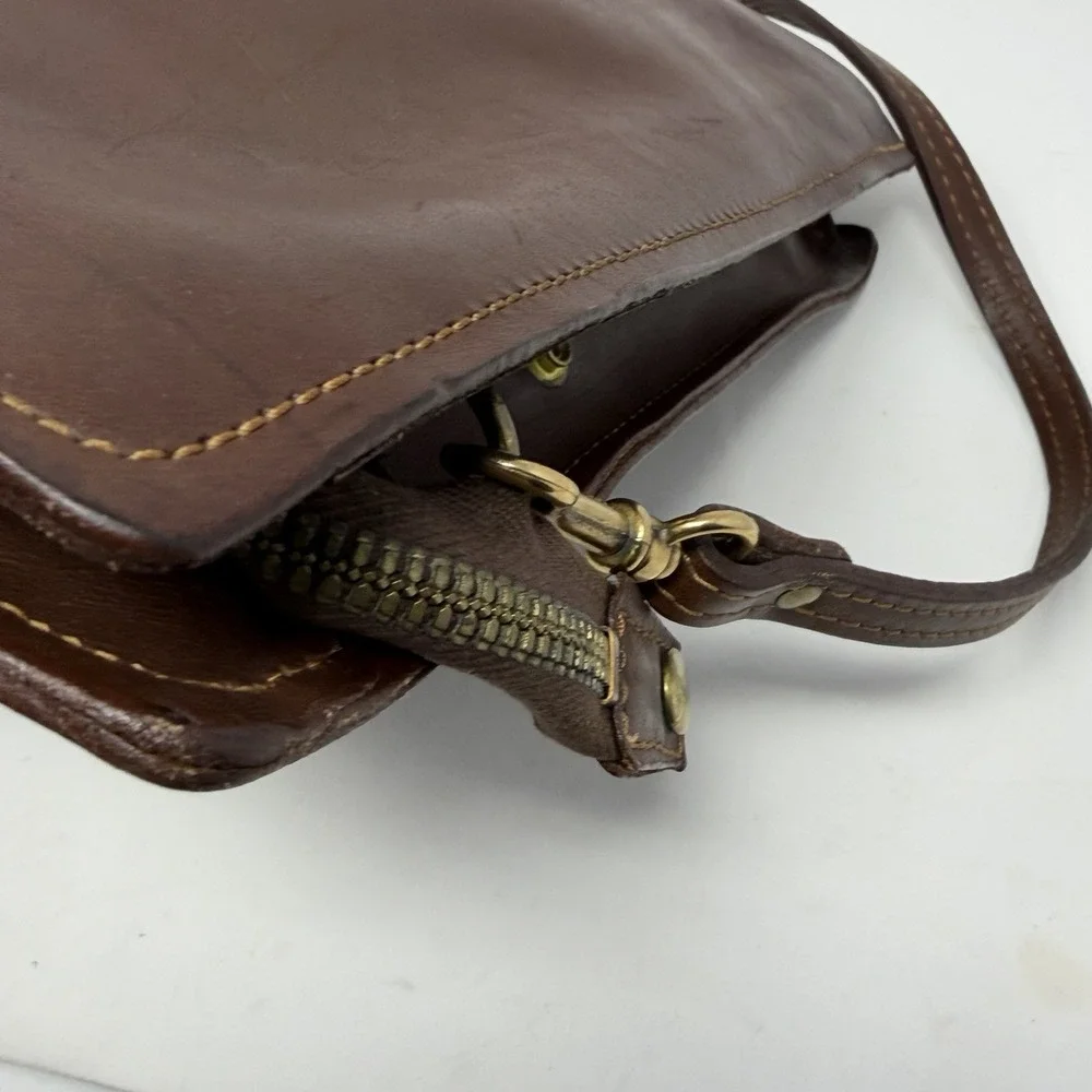 Vintage Leather Briefcase Brown Attache Portfolio Bag Shoulder Strap 60s 70s